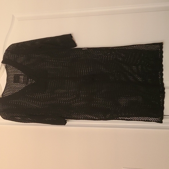 TRÏBE Crochet Lace Beach Dress Cover Up Black Color Size O/S NWT - Picture 4 of 5